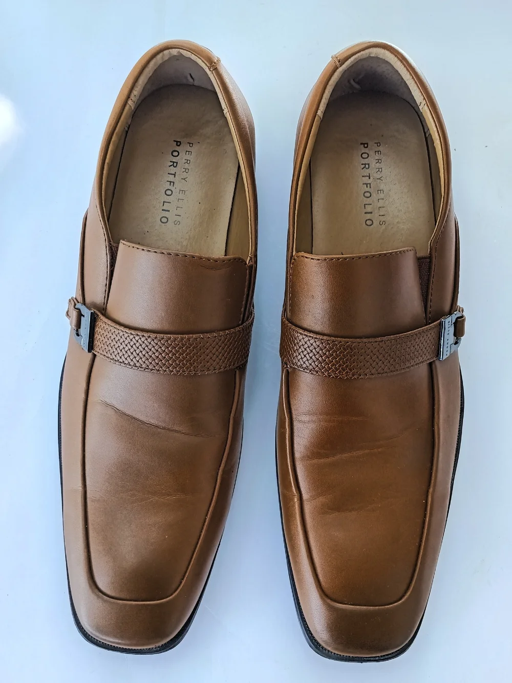 Perry Ellis Portfolio Men's Slip-On Loafers Dress Shoes Tan Brown Size 9.5